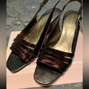 Bandolino Wedge Sandal - 
Bronze Patent Leather